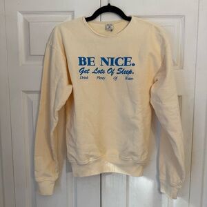 Sporty & Rich Be Nice Cream Crewneck Pullover Cotton Sweater Extra Small